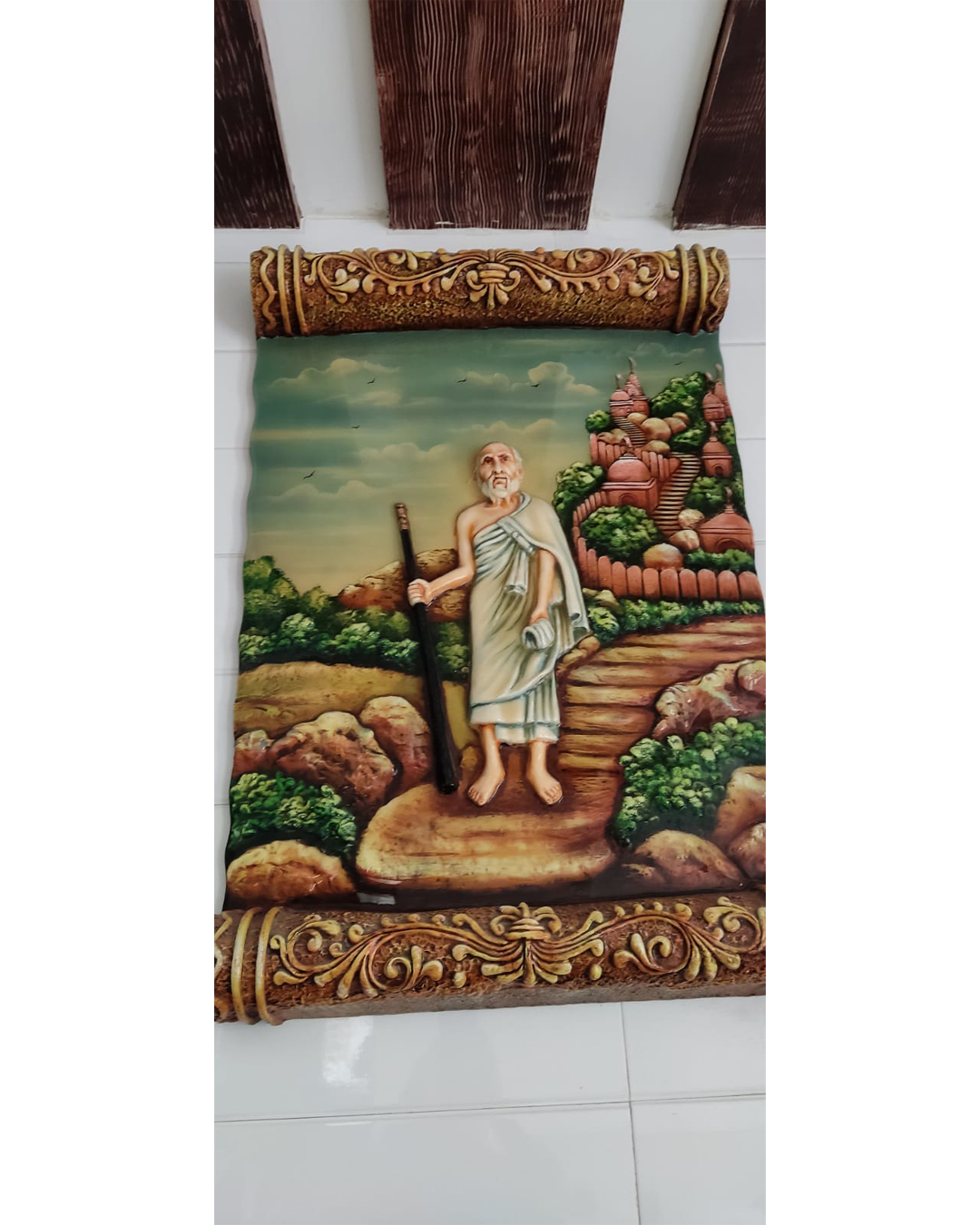 Riddhi Siddhi Art Creations - Bhagwan Neminath Darshan Wood Frame Mural